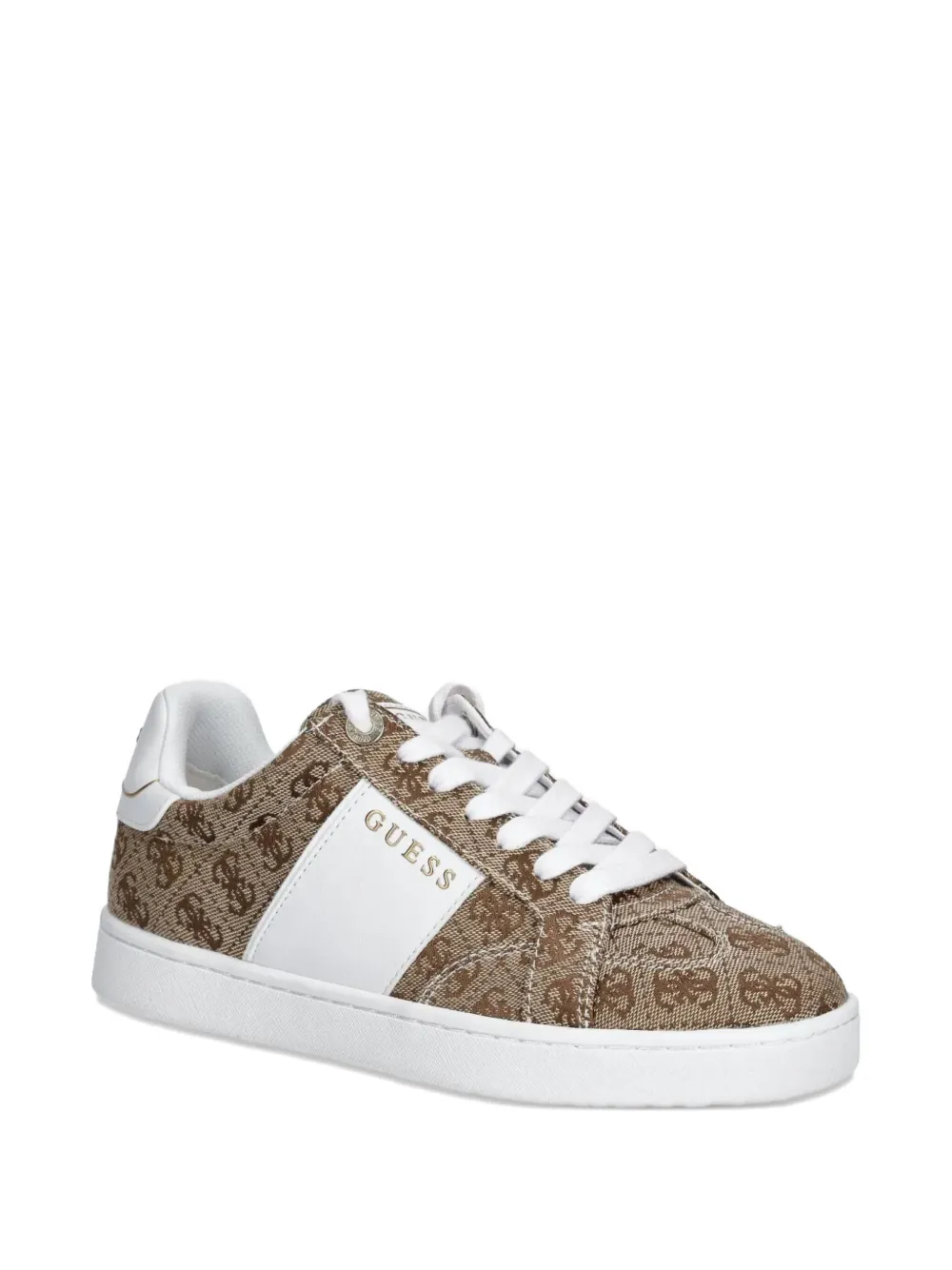 GUESS USA Canvas sneakers met monogram - Bruin
