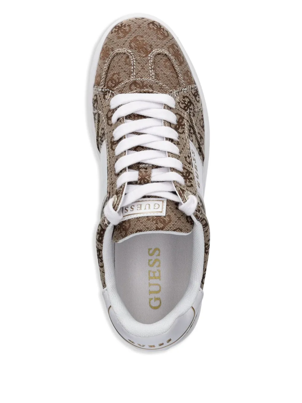 Guess Usa Jrone Monogram-canvas Sneakers In Brown
