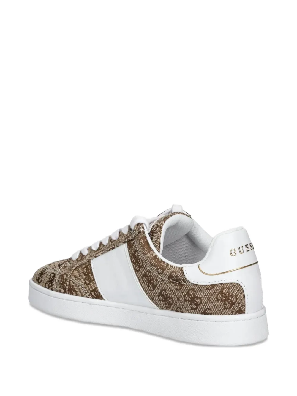 Guess Usa Jrone Monogram-canvas Sneakers In Brown
