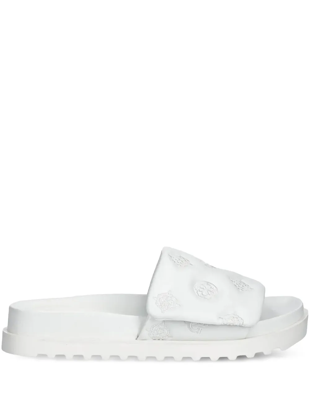 GUESS USA Fabio embroidered flat sandals White