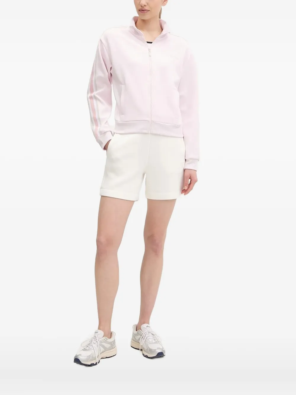 Guess Usa Stripe-detailing Zip-up Sweatshirt In White