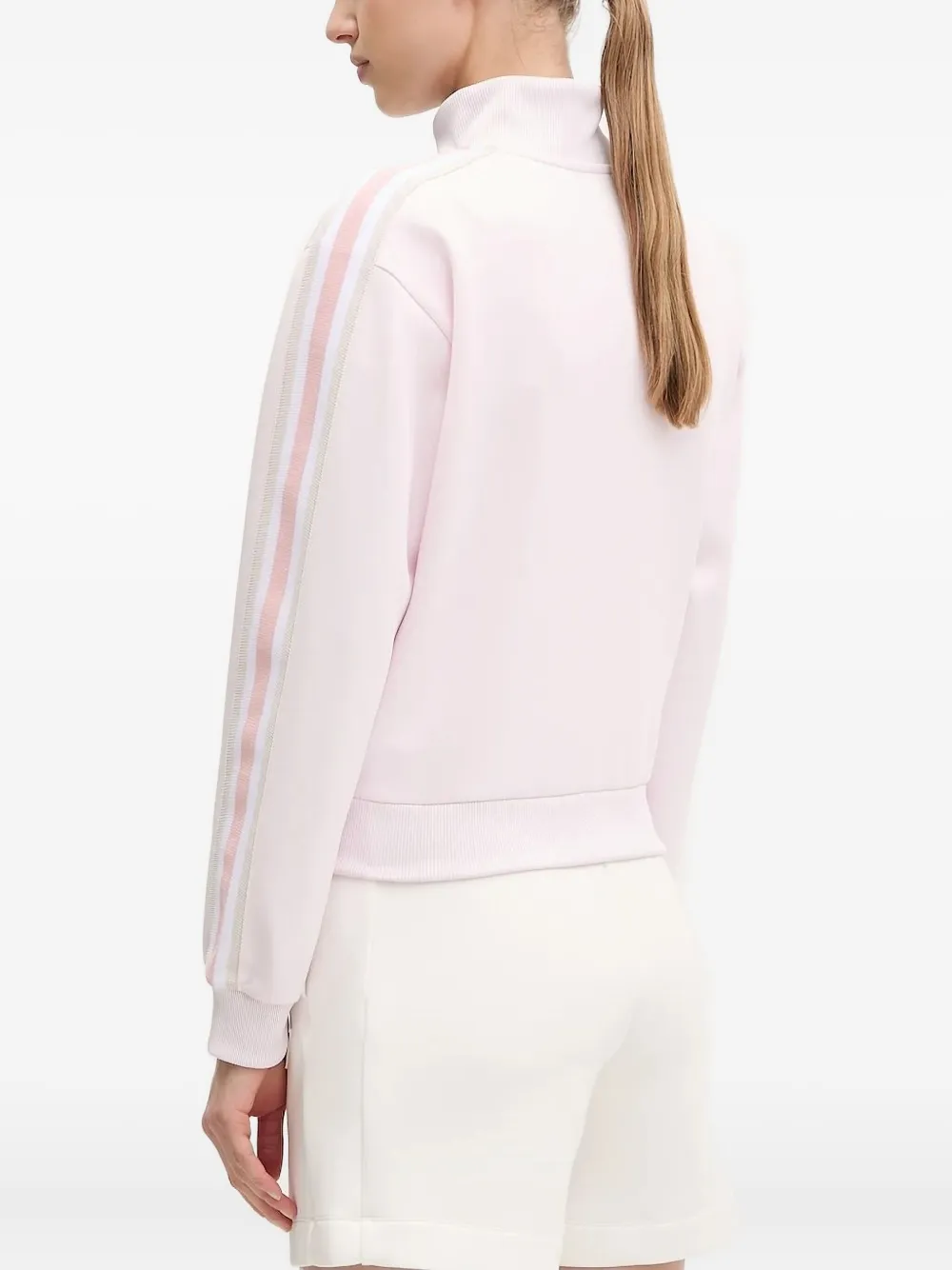 Guess Usa Stripe-detailing Zip-up Sweatshirt In White
