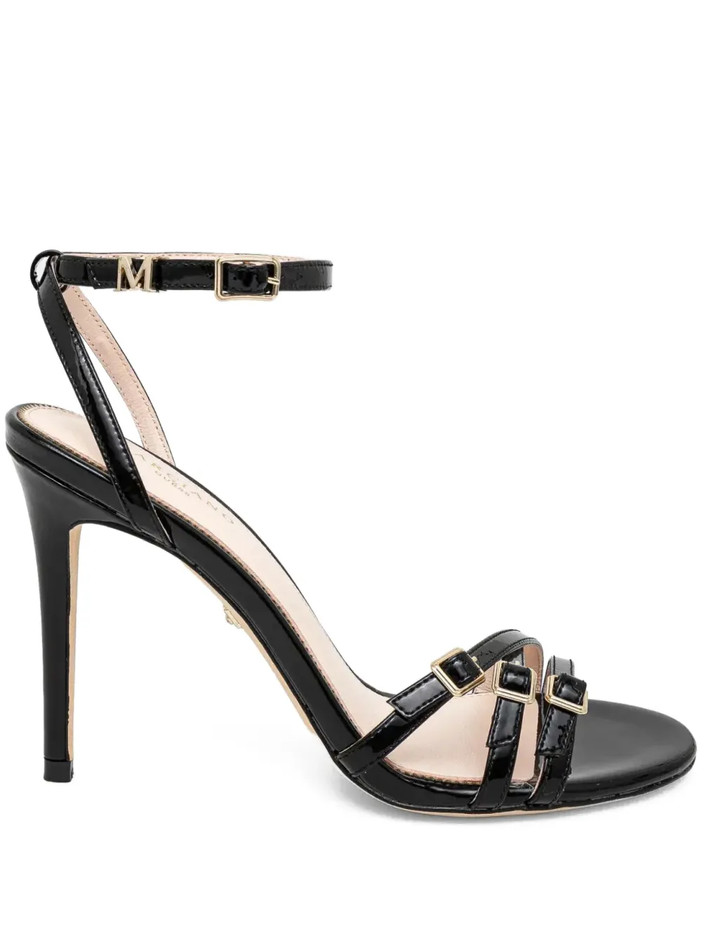 Guess Usa 100mm Strappy Leather Sandals In Black