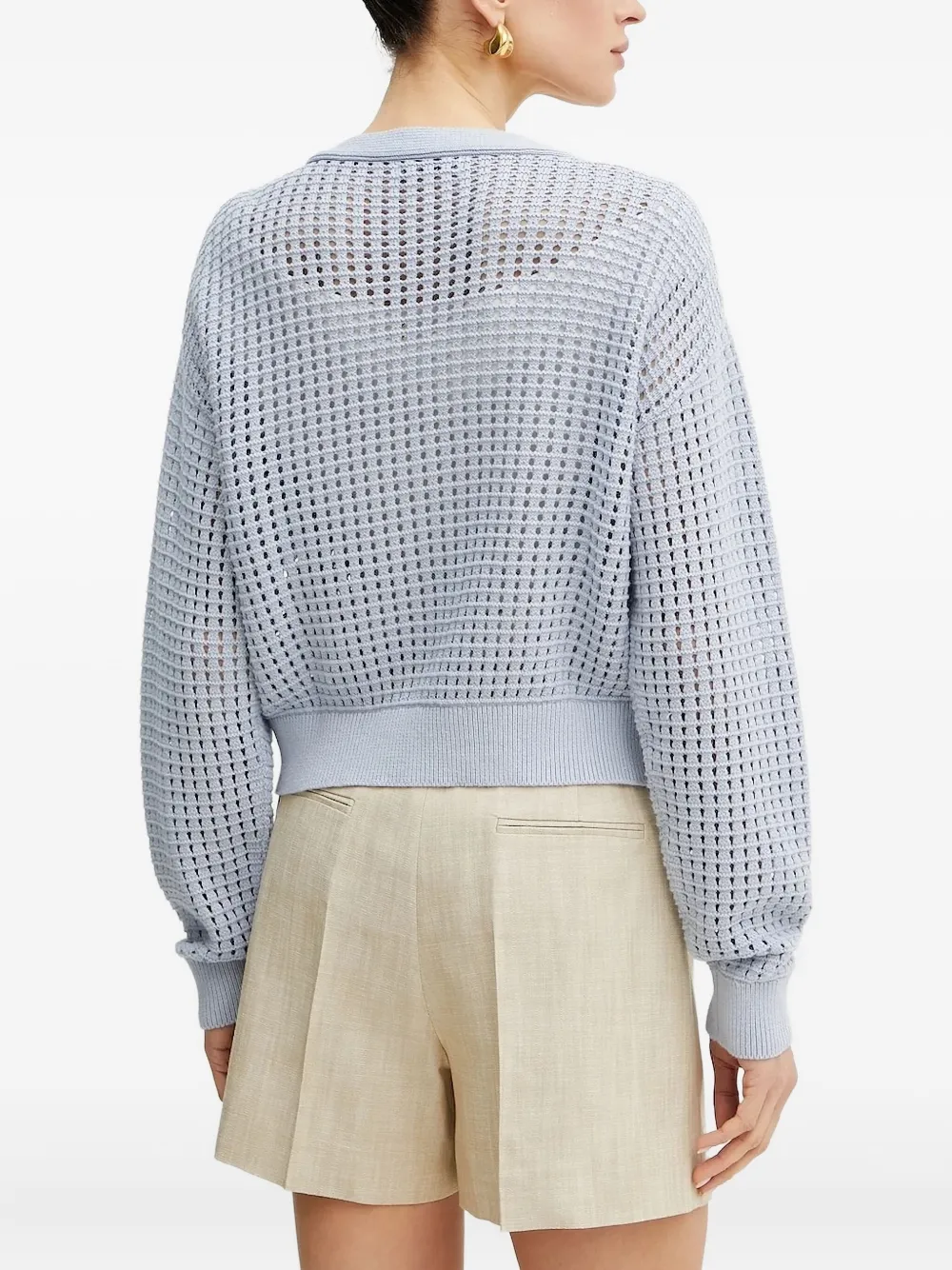 Guess Usa Button-front Open-knit Cardigan In Blue
