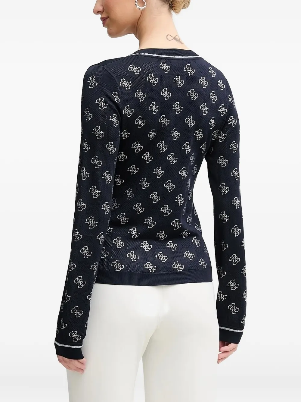 GUESS USA 4G logo-pattern V-neck sweatshirt | Knitted Sweaters | Image 2