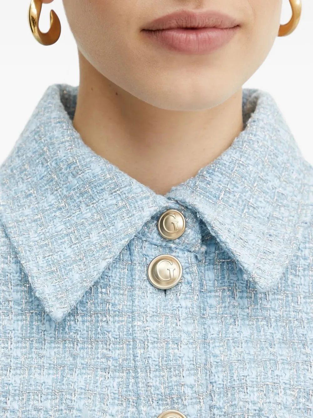 GUESS USA Tweed jack met franje Blauw