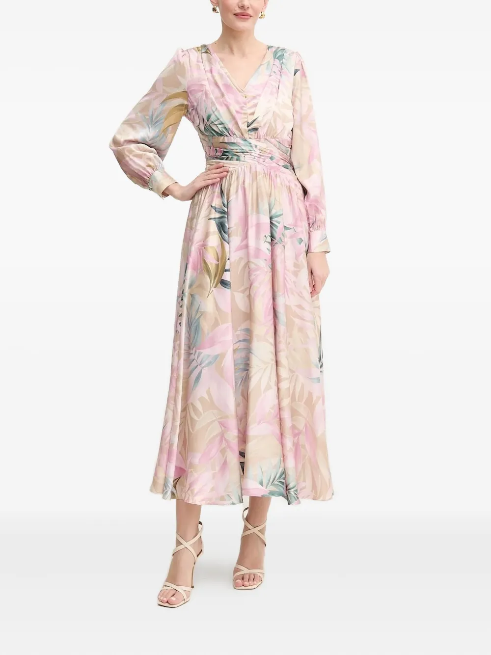 GUESS USA Jurk met V-hals en bloemenprint - Roze
