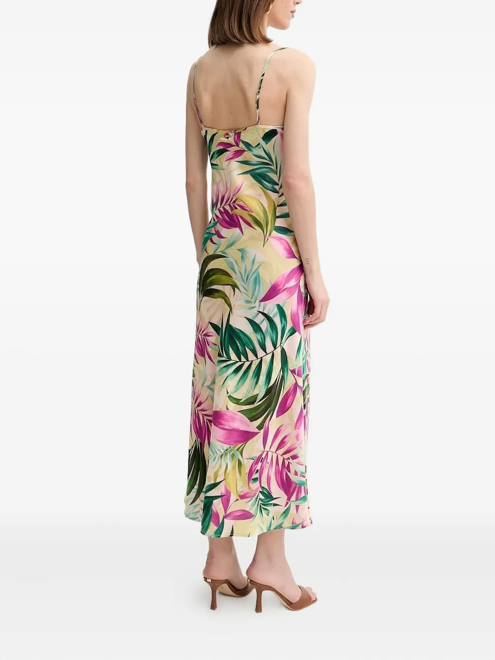 GUESS USA Jurk met col en bladerprint - Geel