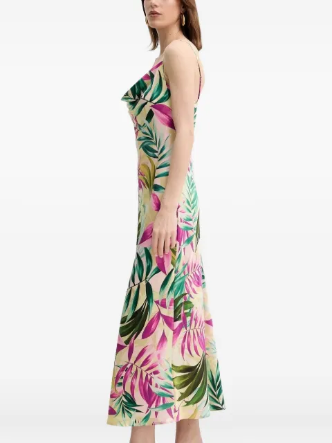 GUESS USA cowl-neck leaf-print dress