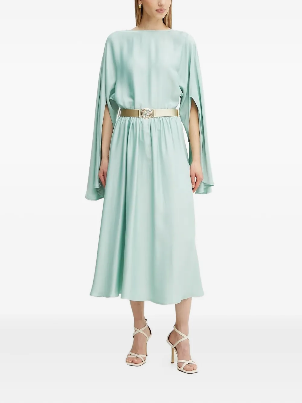 GUESS USA Midi-jurk met capemouwen en ceintuur - Groen