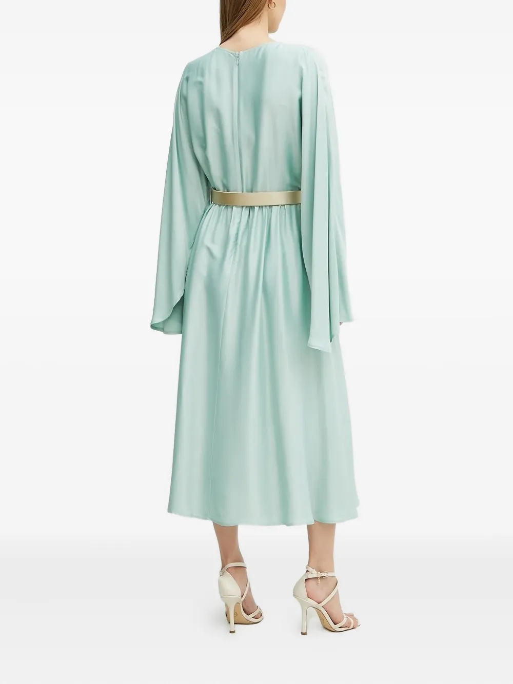 GUESS USA Midi-jurk met capemouwen en ceintuur Groen