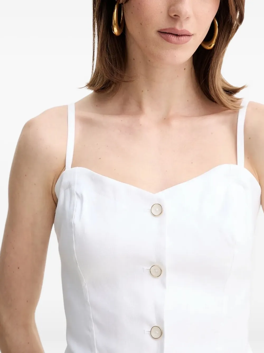 Guess Usa Button-front Corset Top In White