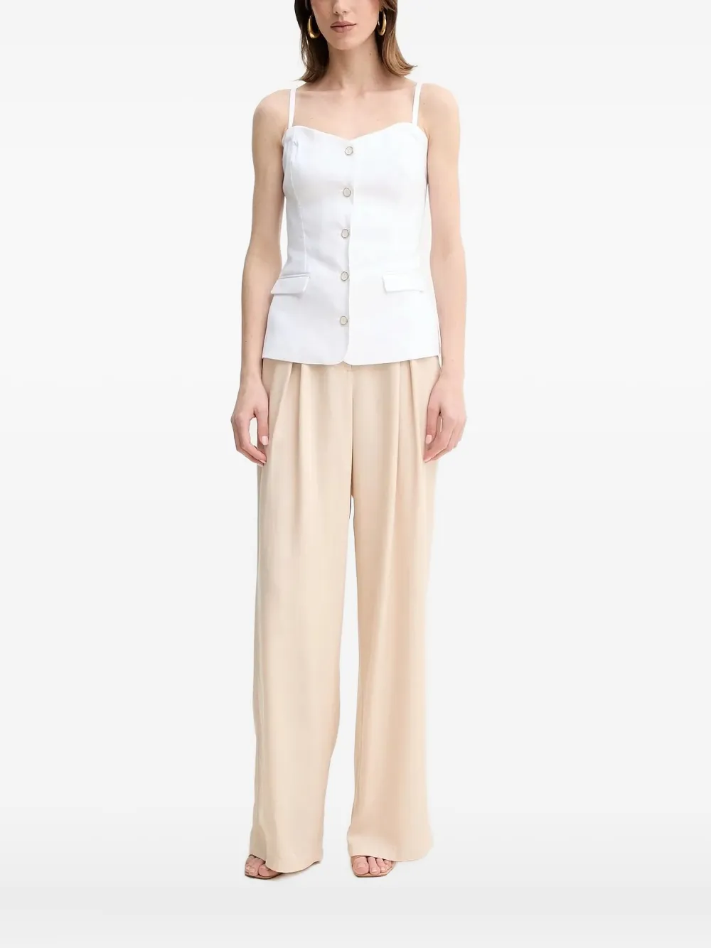 Guess Usa Button-front Corset Top In White
