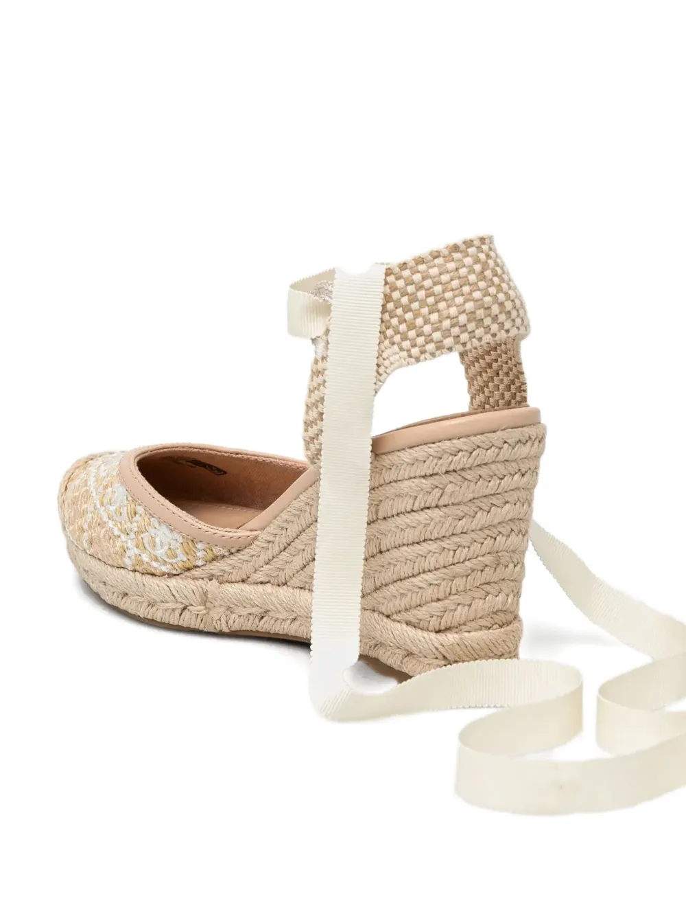 GUESS USA 100mm Charmi embroidered wedge espadrilles Neutrals