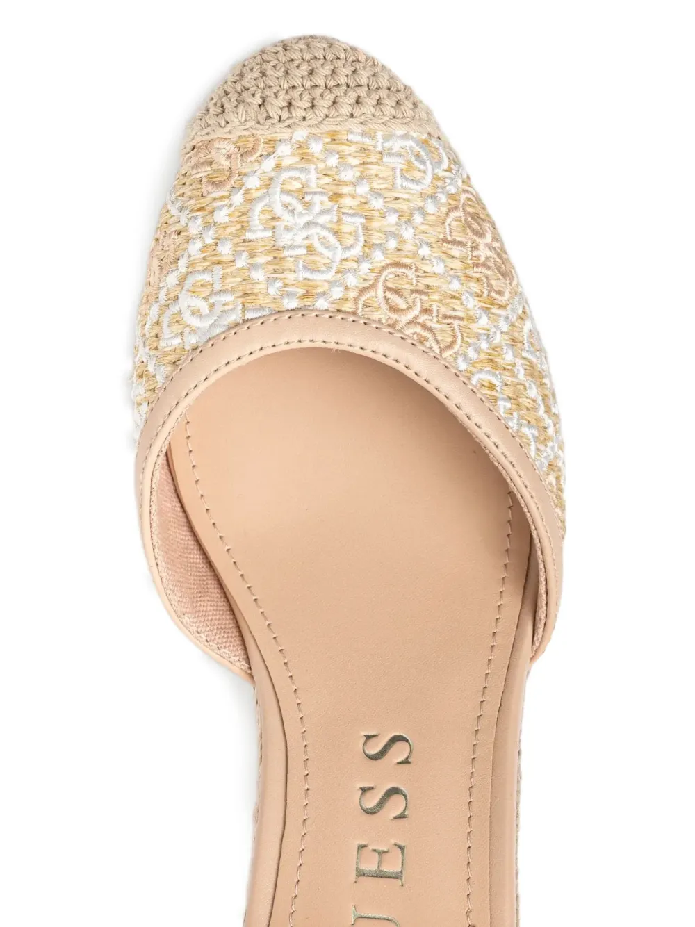 GUESS USA 100mm Charmi embroidered wedge espadrilles Neutrals