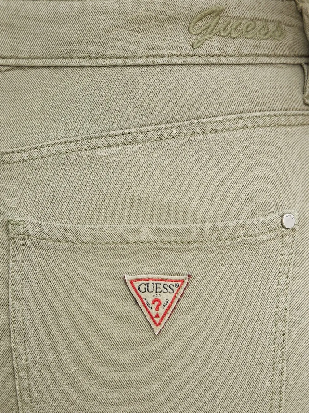 Guess Usa Logo-patch Jeans In Green