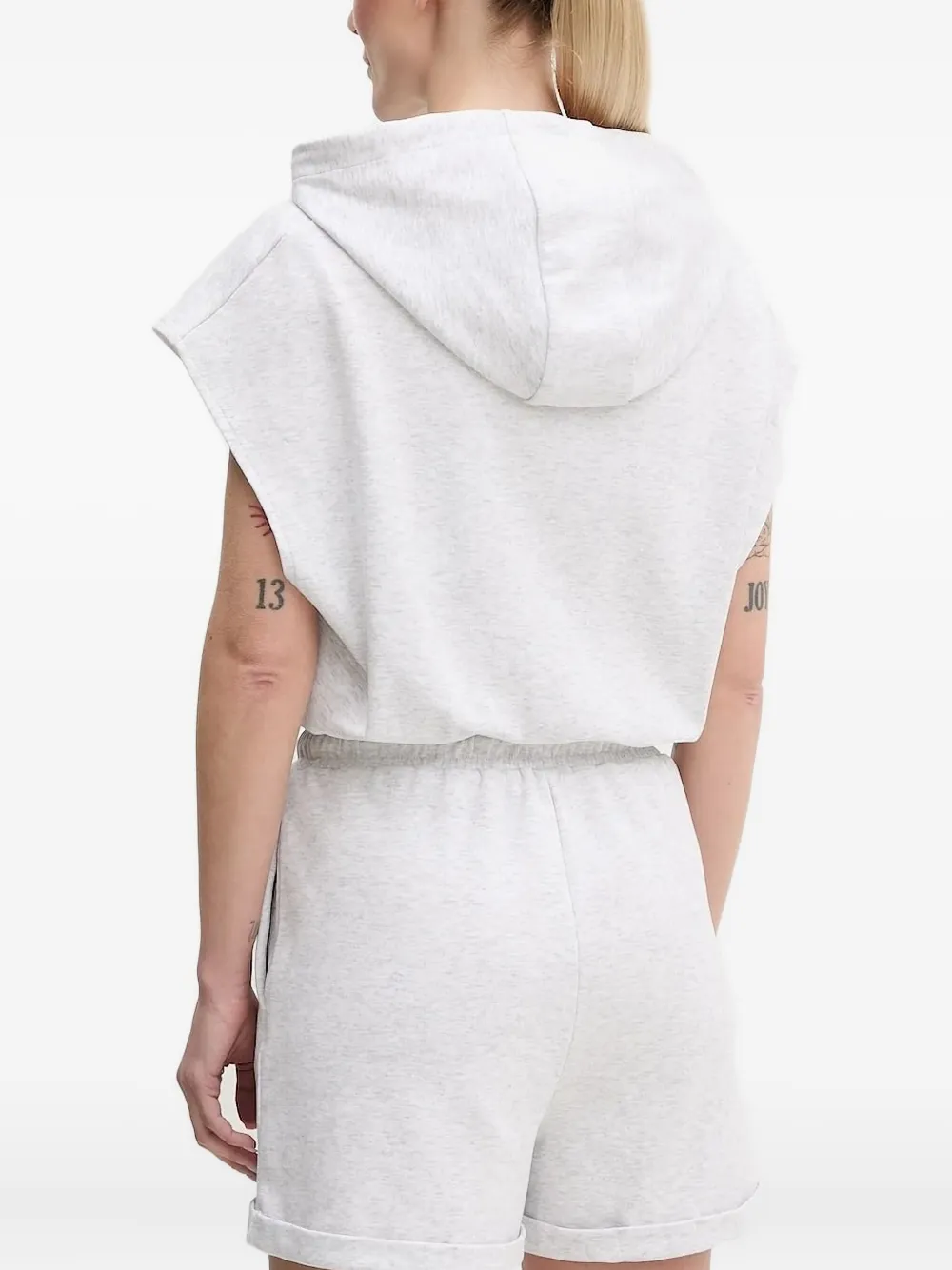 Guess Usa Zip-front Hooded Playsuit In Gray