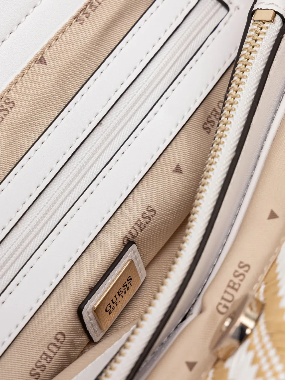 GUESS USA Gestreepte shopper Beige