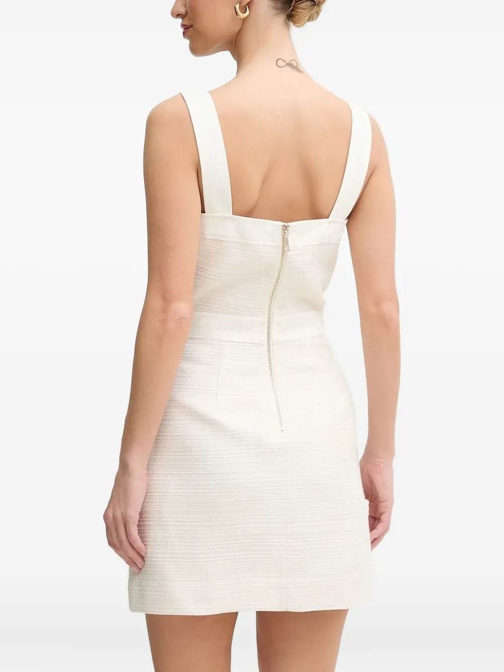 GUESS USA square-neck tweed dress Beige