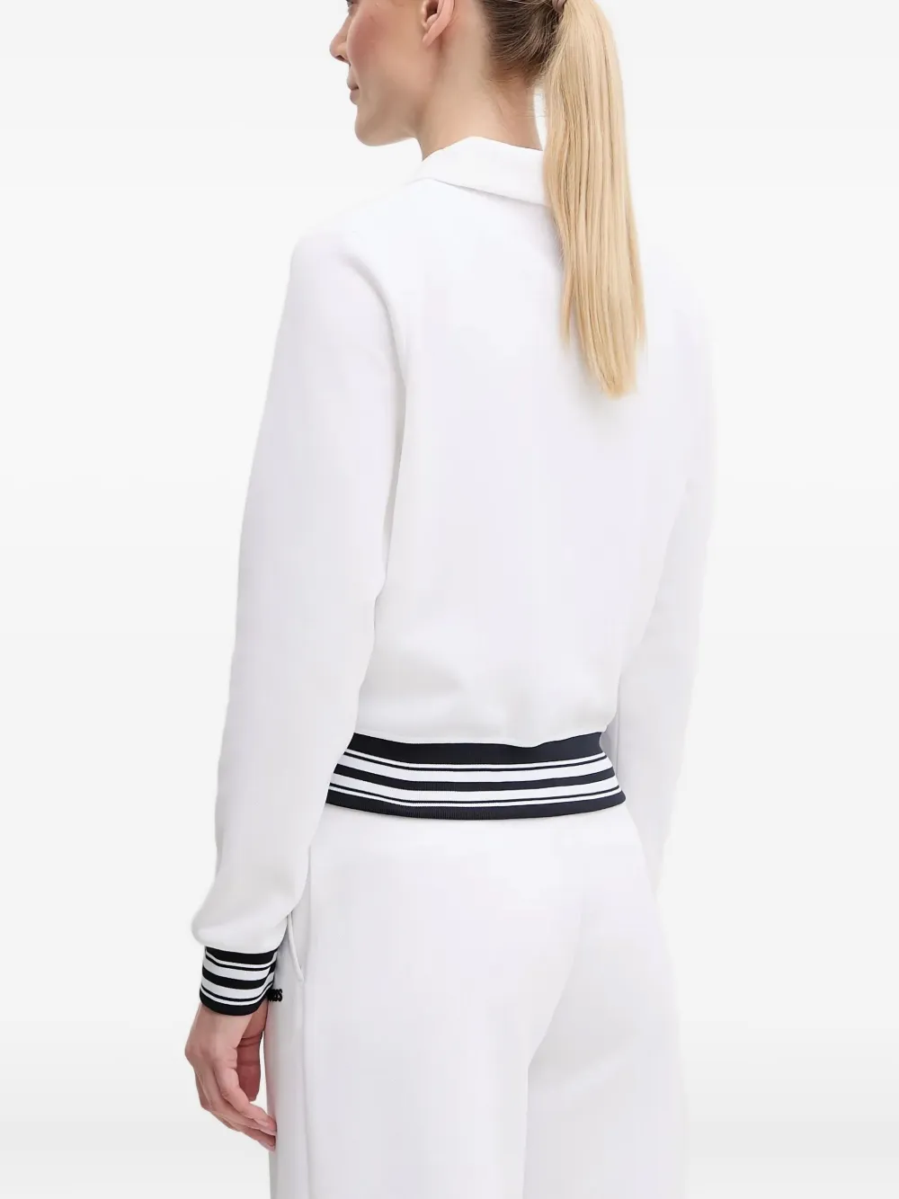 Guess Usa Zip-up Striped-band Sweatshirt In White