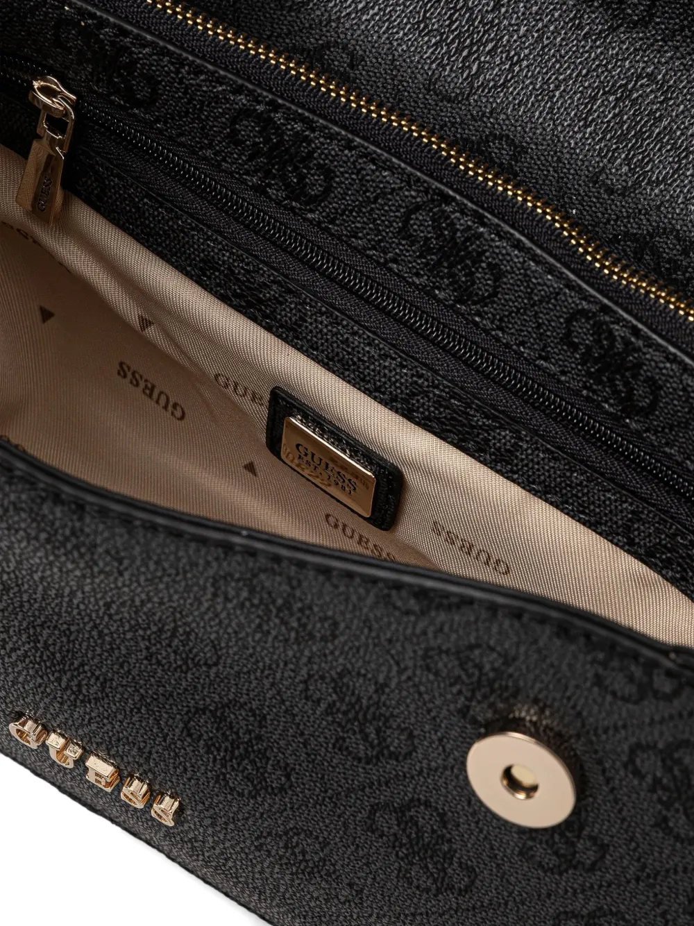 GUESS USA Schoudertas met monogram-print Grijs