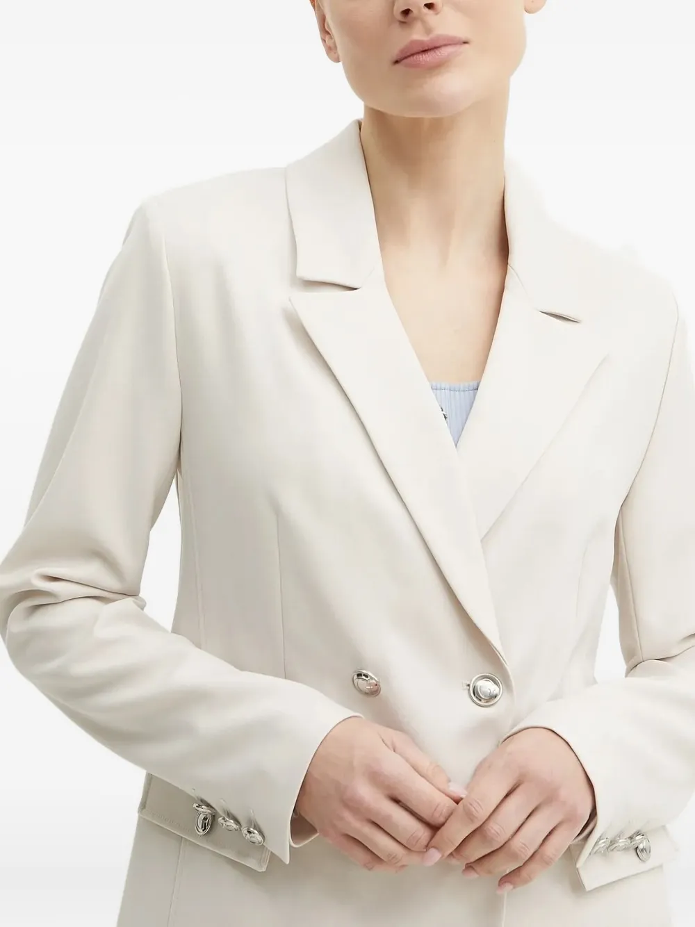 Guess Usa Buttoned Double-breasted Blazer In Neutral