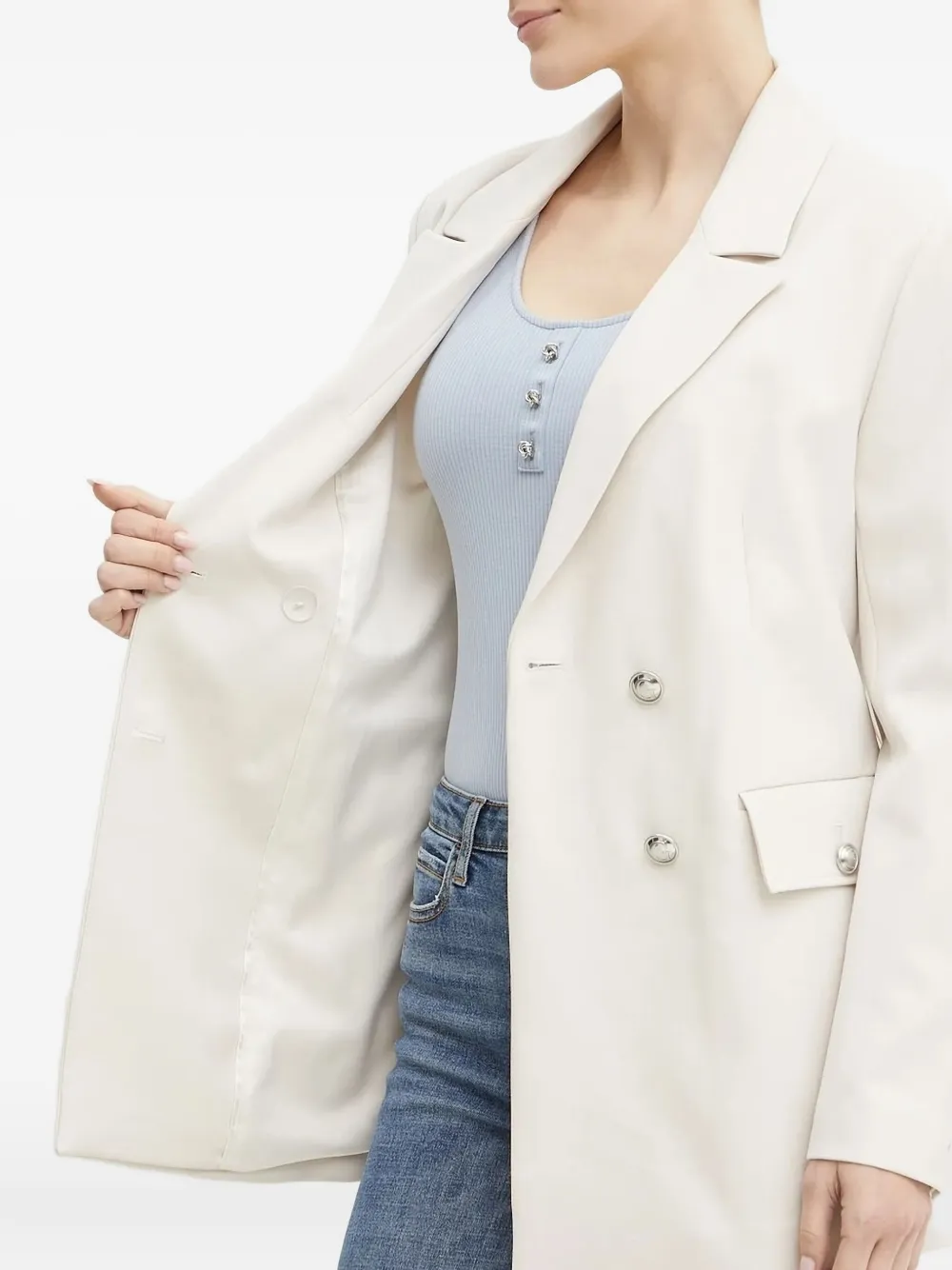 Guess Usa Buttoned Double-breasted Blazer In Neutral