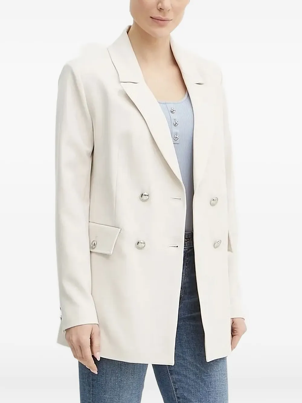 Guess Usa Buttoned Double-breasted Blazer In Neutral
