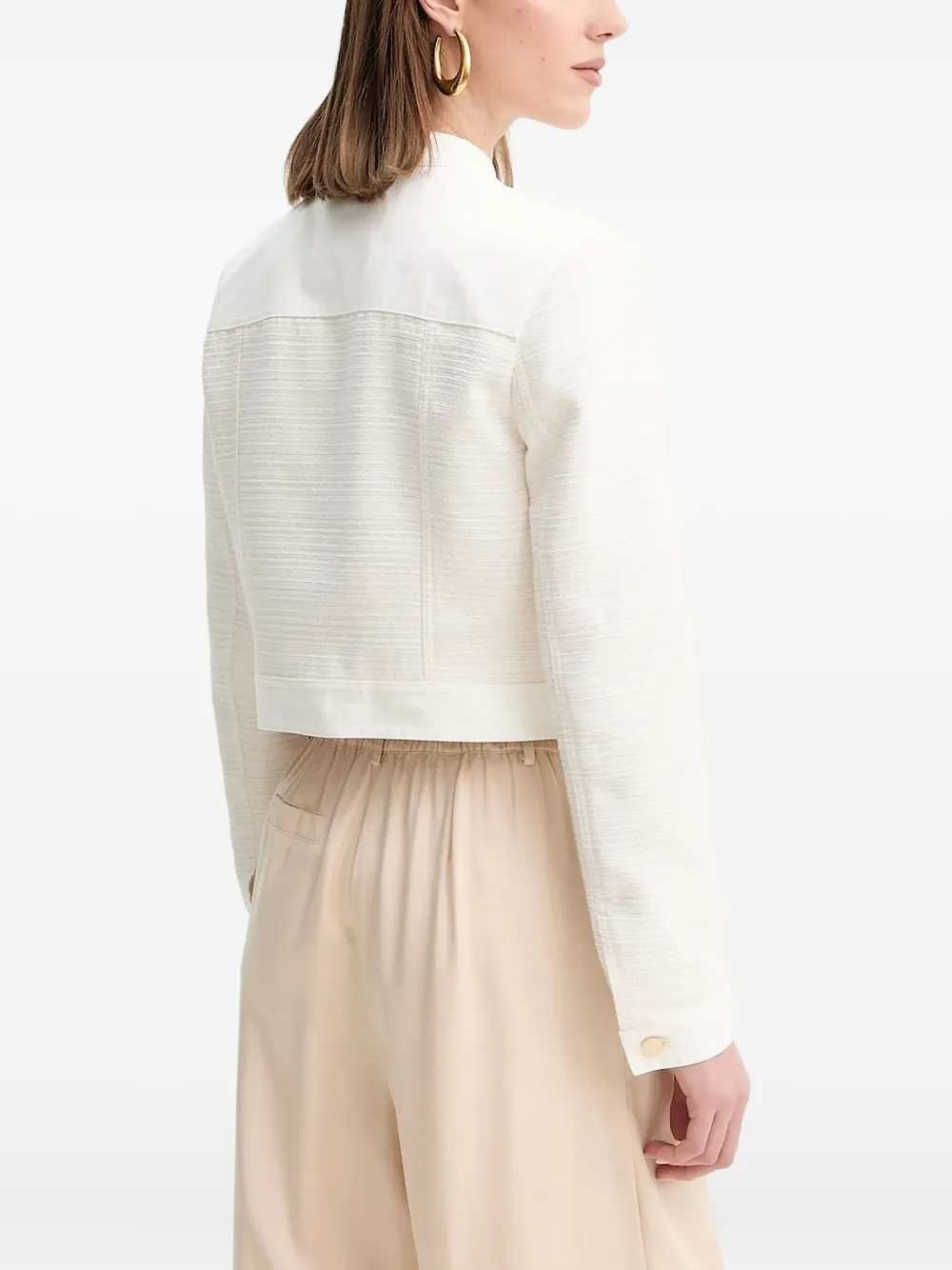 Guess Usa Textured Cropped Jacket In Neutral