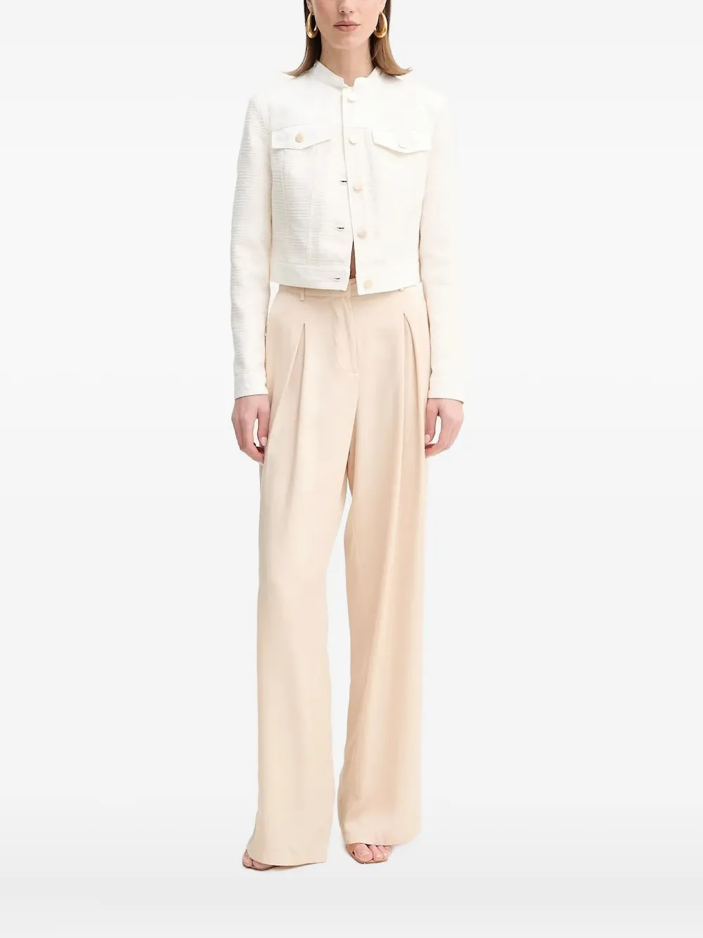 Guess Usa Textured Cropped Jacket In Neutral
