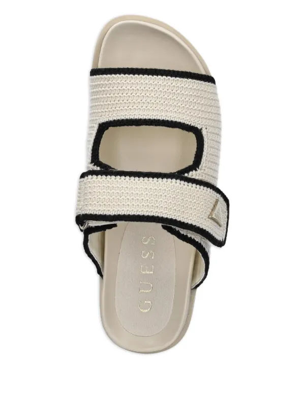 Guess Womens Guess White Flat Sandals GUESS USA Fadenna