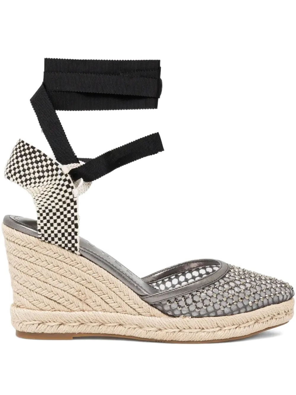 Guess Usa 100mm Charmi Woven Wedge Espadrilles In Gray