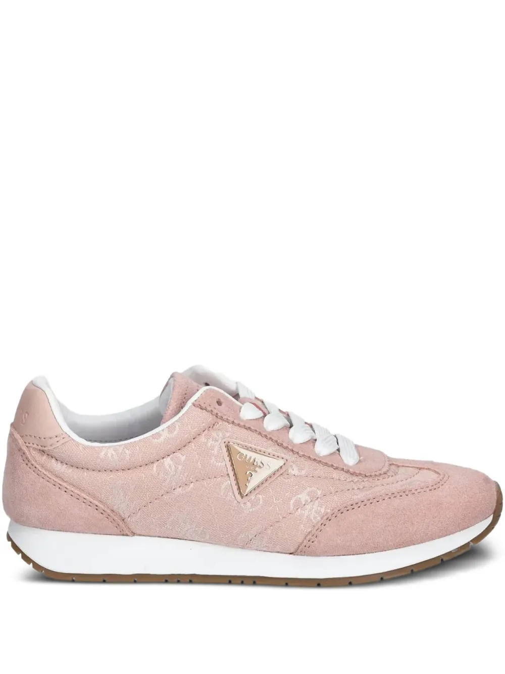 GUESS USA Joggin suede logo-embellished sneakers Pink