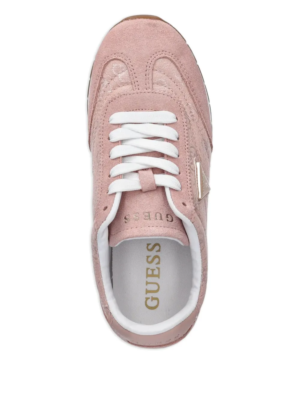 GUESS USA Joggin suede logo-embellished sneakers Pink