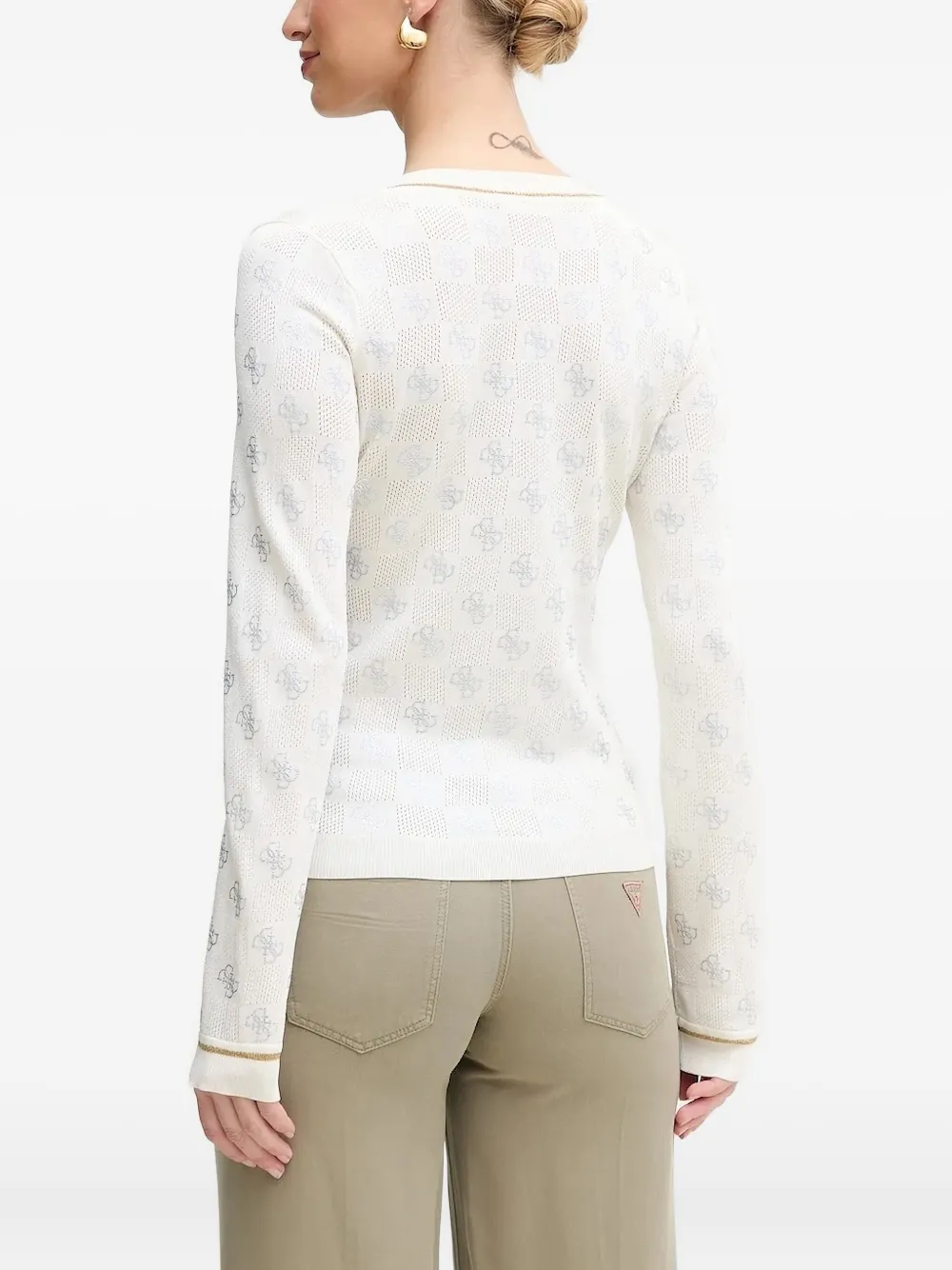 GUESS USA logo-pattern V-neck sweater | Knitted Sweaters | Image 2