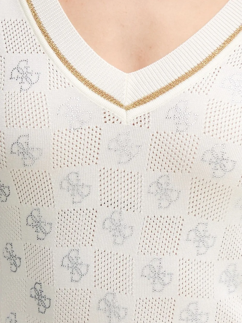 GUESS USA Trui met V-hals en logopatroon Wit
