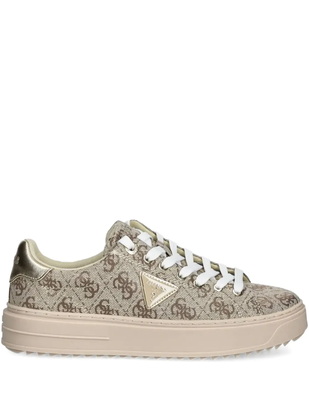 Guess Usa Denesa Monogram-canvas Platform Sneakers In Neutral