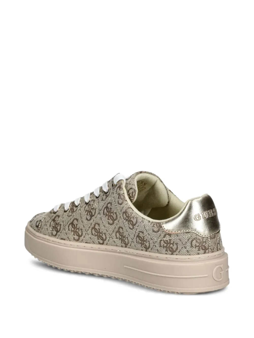 Guess Usa Denesa Monogram-canvas Platform Sneakers In Neutral