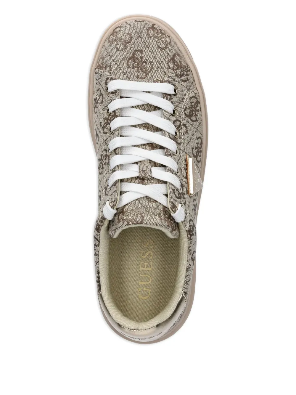 Guess Usa Denesa Monogram-canvas Platform Sneakers In Neutral
