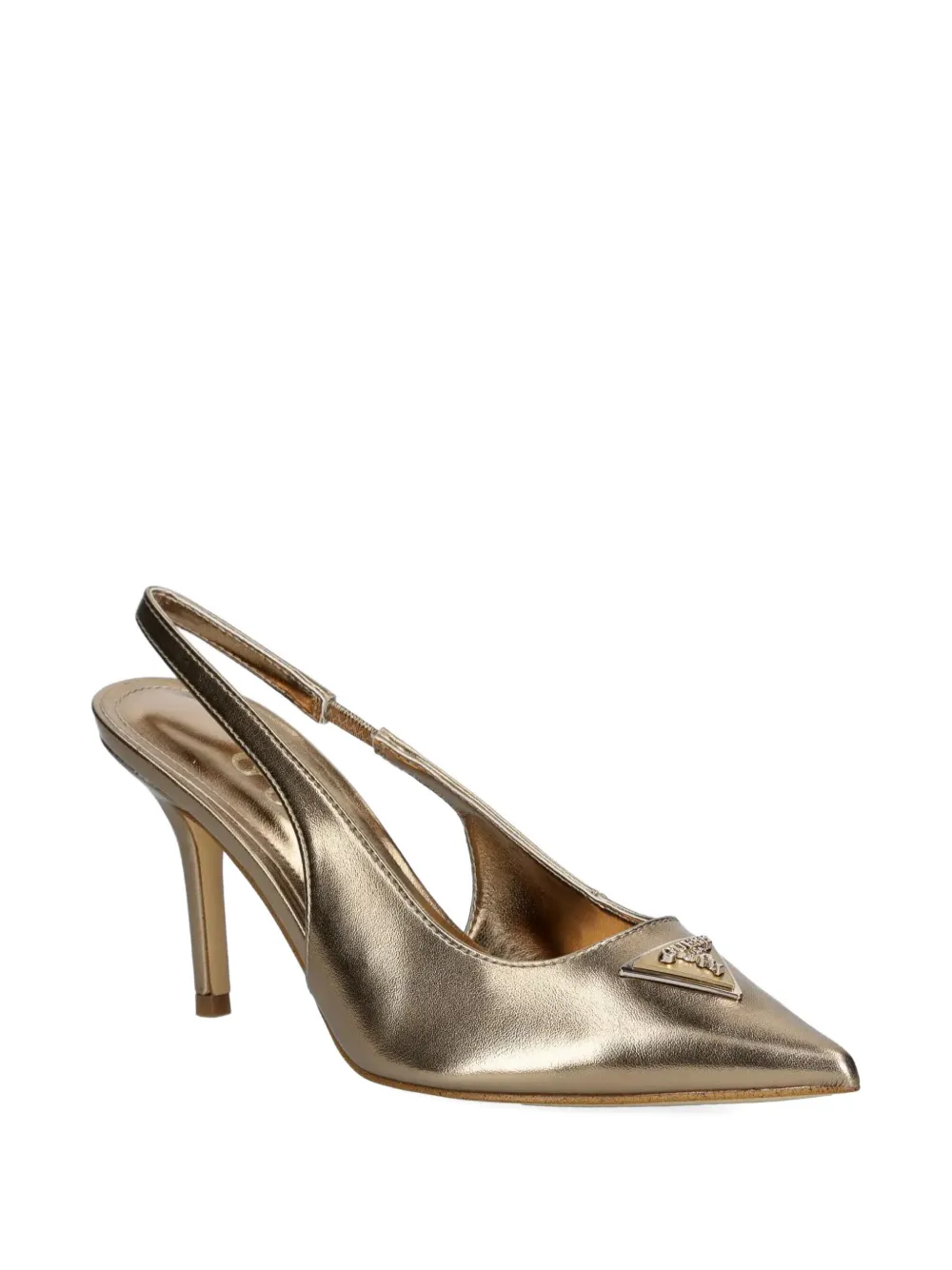 Guess Usa 85mm Nassir Metallic-effect Leather Slingback Pumps
