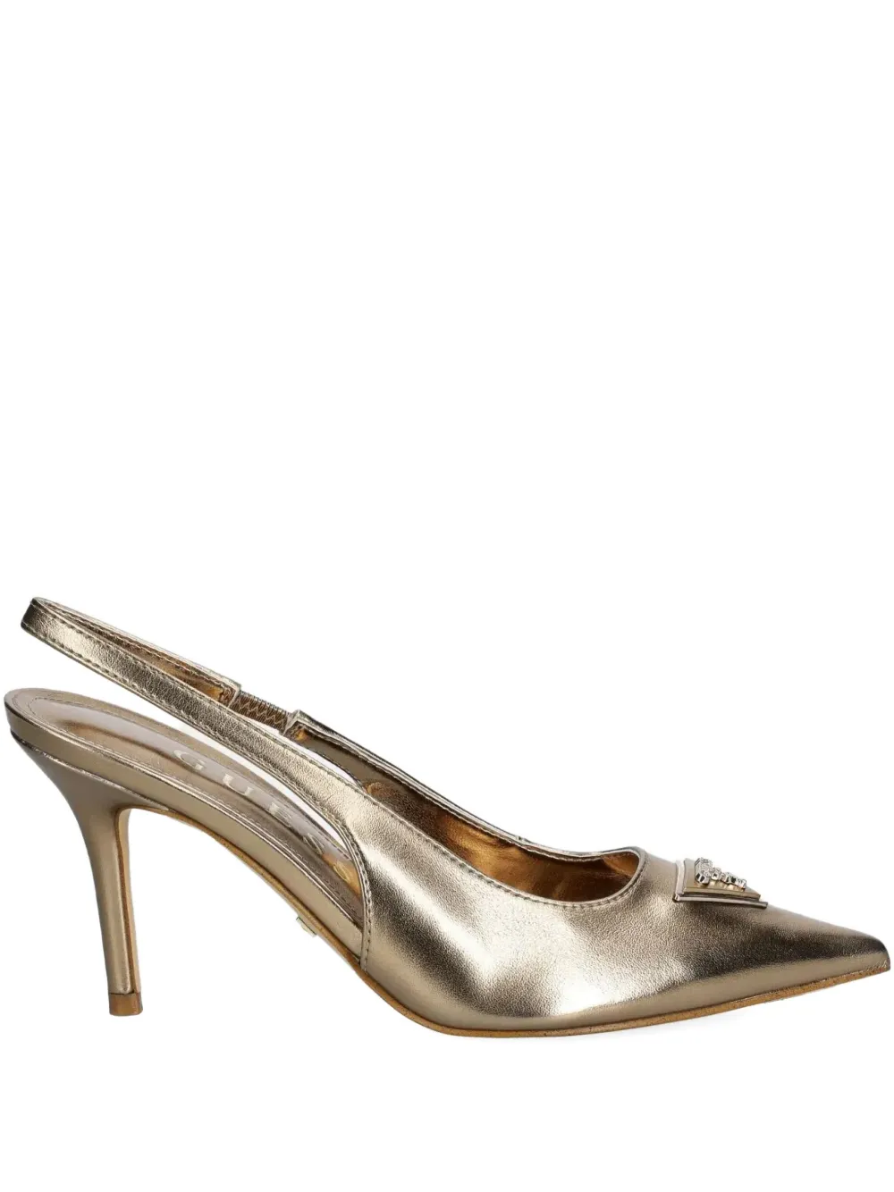 Guess Usa 85mm Nassir Metallic-effect Leather Slingback Pumps