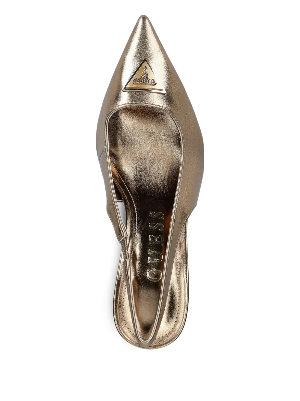 GUESS USA 85mm Nassir metallic-effect leather slingback pumps Gold