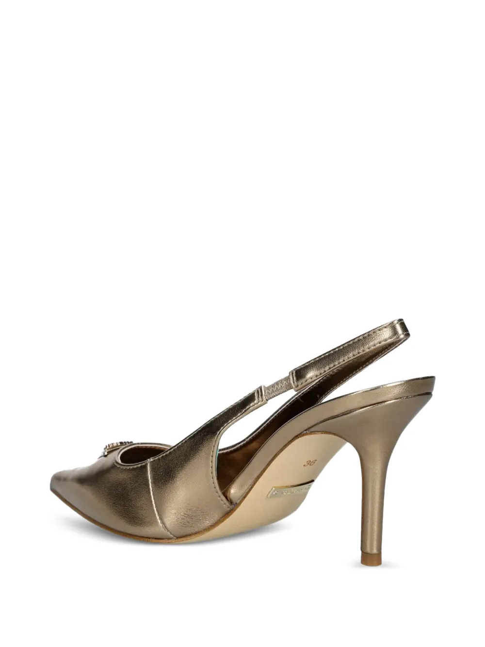 GUESS USA 85mm Nassir metallic-effect leather slingback pumps Gold