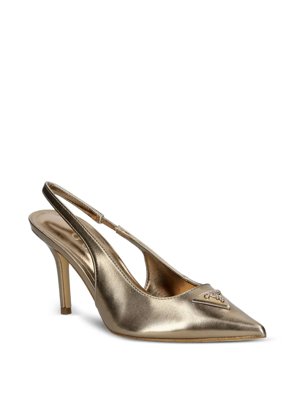 GUESS USA 85mm Nassir metallic-effect leather slingback pumps Gold