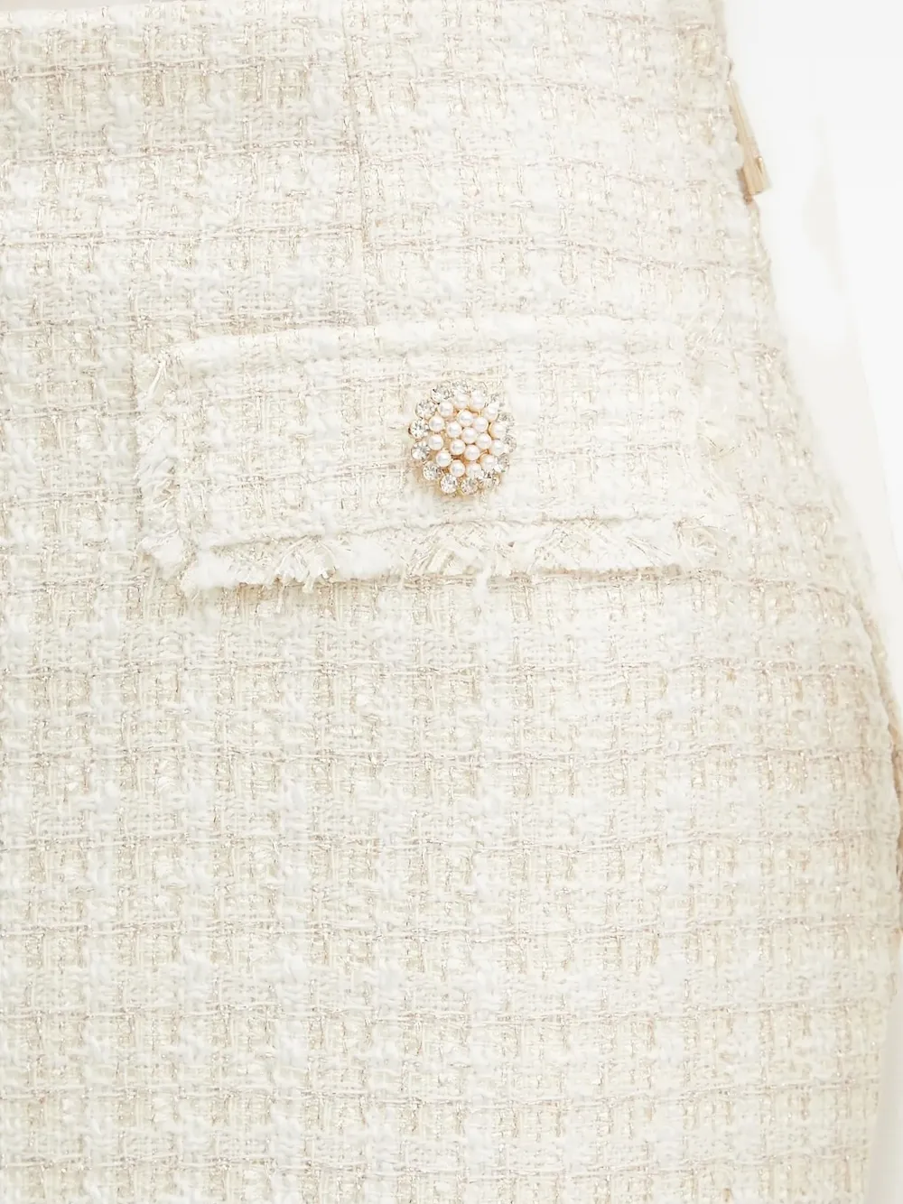 GUESS USA Tweed mini-rok verfraaid met parel Beige