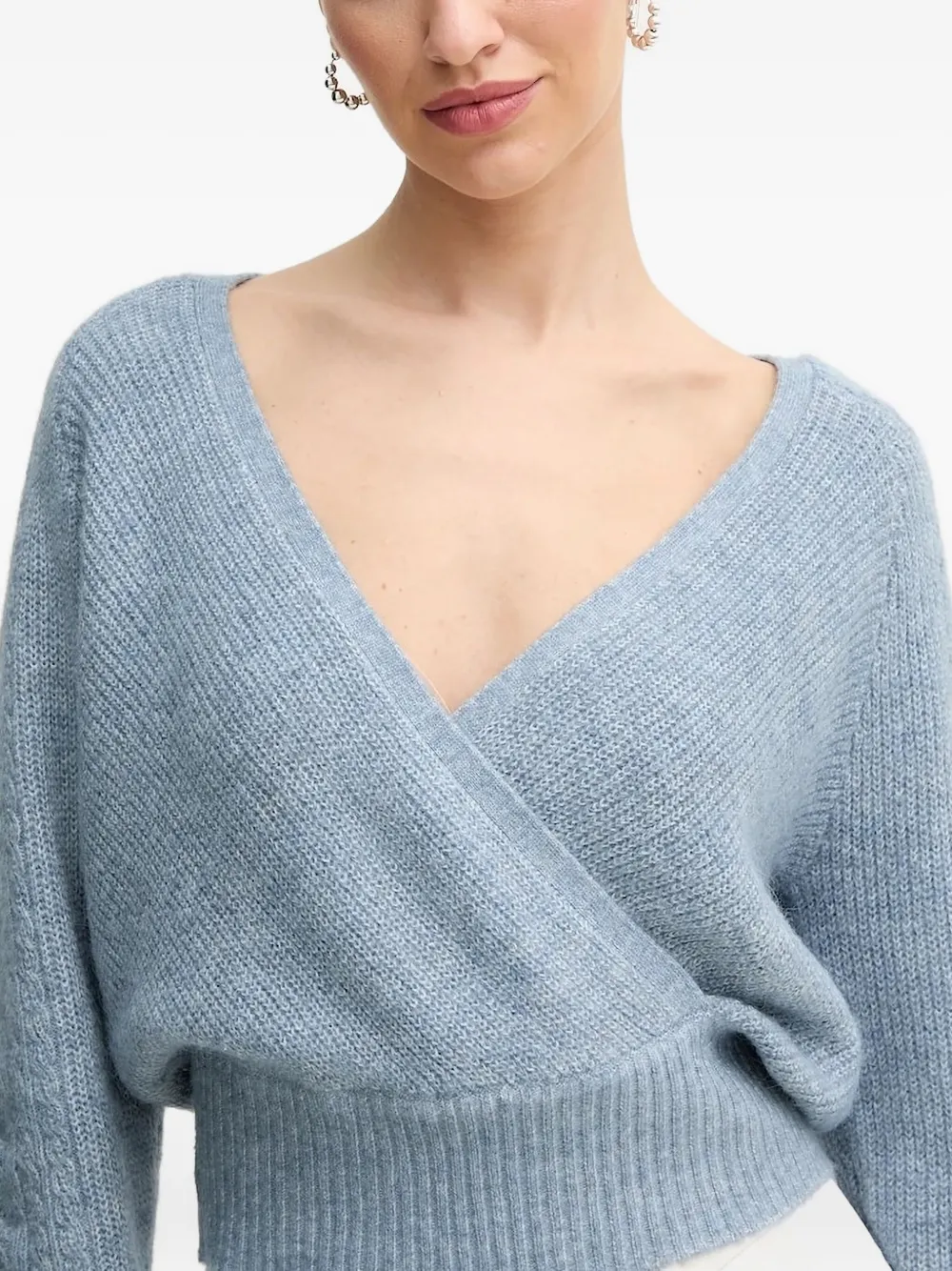 Guess Usa Wrap-front Sweater In Blue