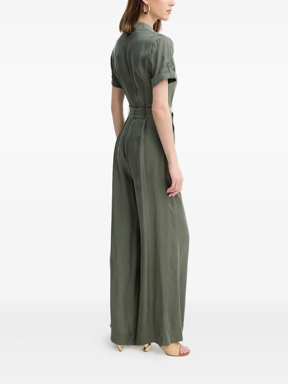 GUESS USA Jumpsuit met knoopsluiting en ceintuur - Groen