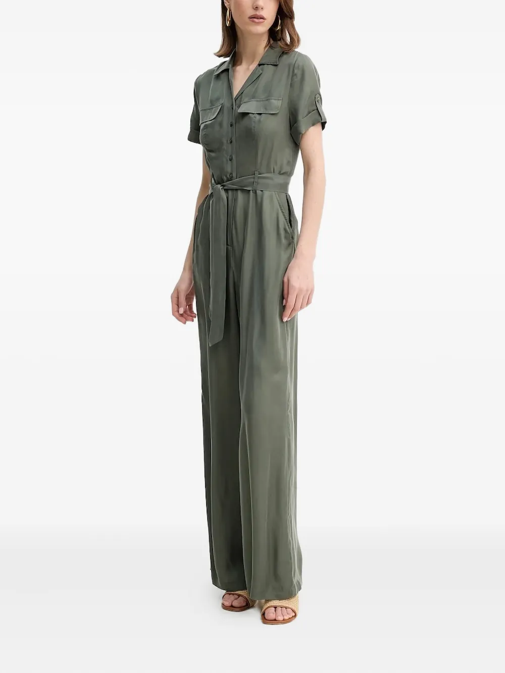 GUESS USA button-fastening belted jumpsuit - グリーン GUESS USA button-fastening belted jumpsuit - グリーン