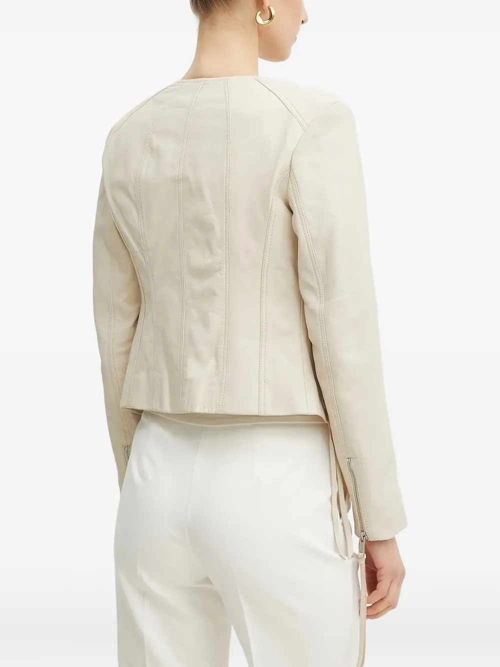 Guess Usa Cropped Leather Jacket In White