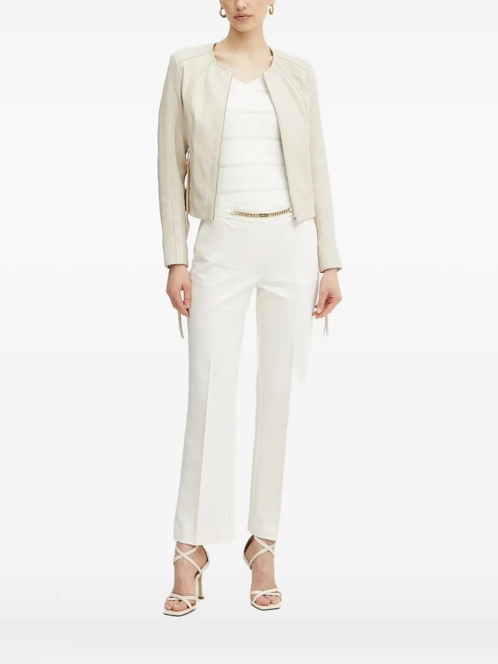 Guess Usa Cropped Leather Jacket In White